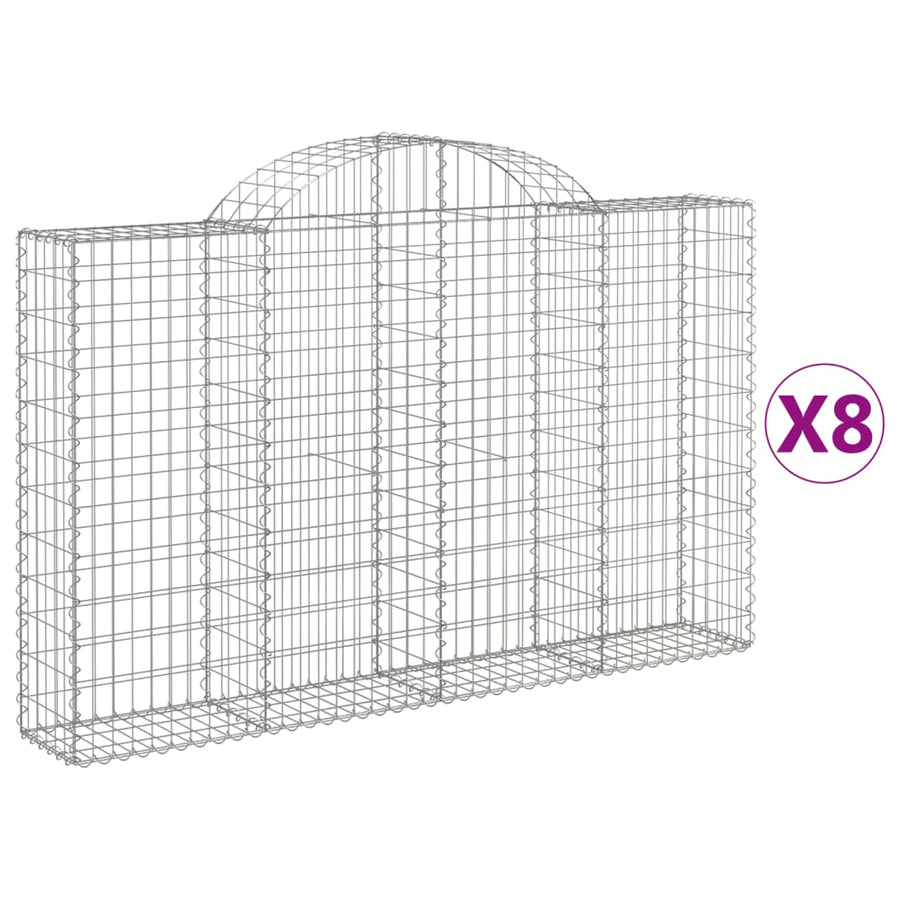 Schanskorven 8 st gewelfd 200x30x120/140 cm ijzer 8 200 x 30 x 120/140 cm