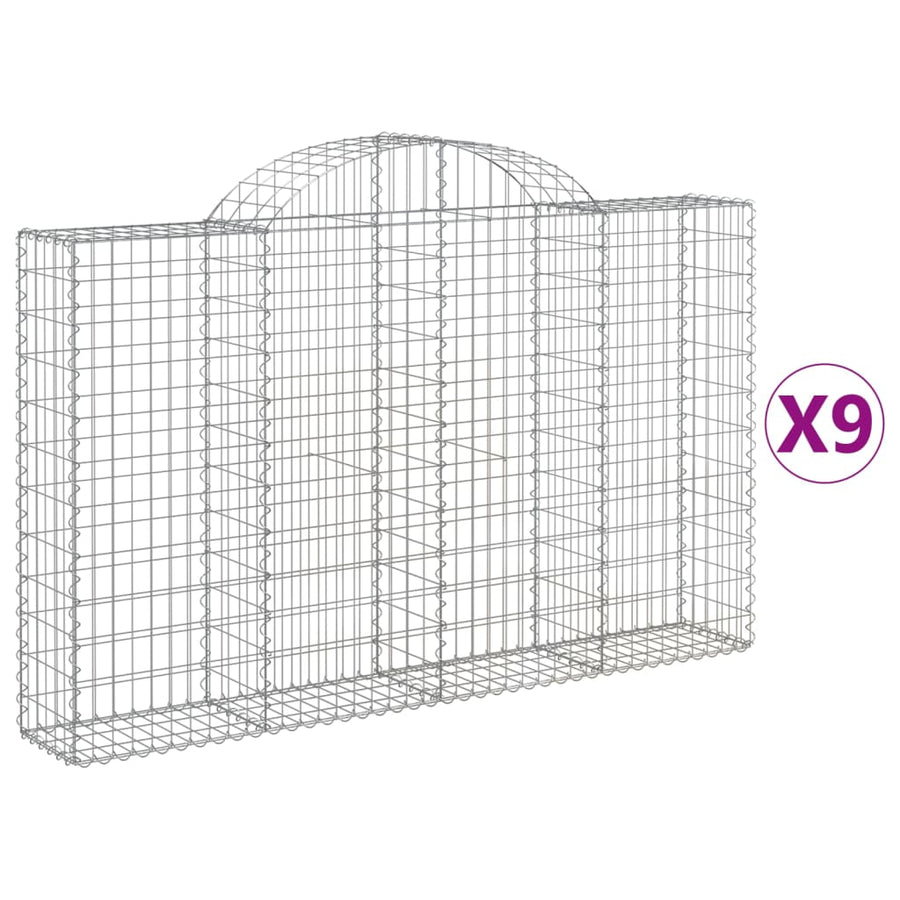 Schanskorven 9 st gewelfd 200x30x120/140 cm ijzer 9 200 x 30 x 120/140 cm
