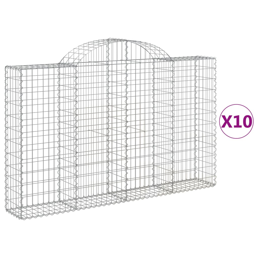 Schanskorven 10 st gewelfd 200x30x120/140 cm ijzer 10 200 x 30 x 120/140 cm