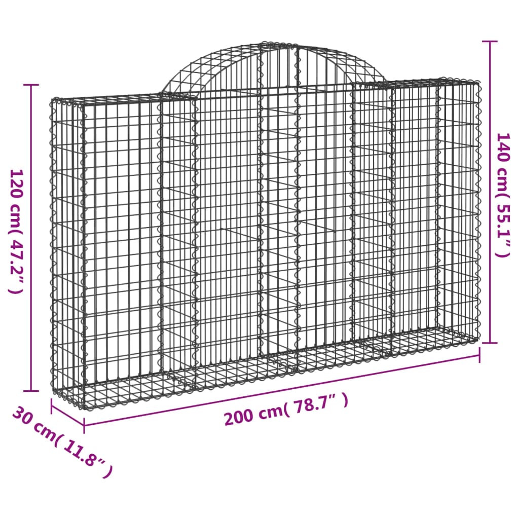 Schanskorven 10 st gewelfd 200x30x120/140 cm ijzer 10 200 x 30 x 120/140 cm