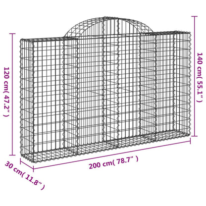 Schanskorven 14 st gewelfd 200x30x120/140 cm ijzer 14 200 x 30 x 120/140 cm