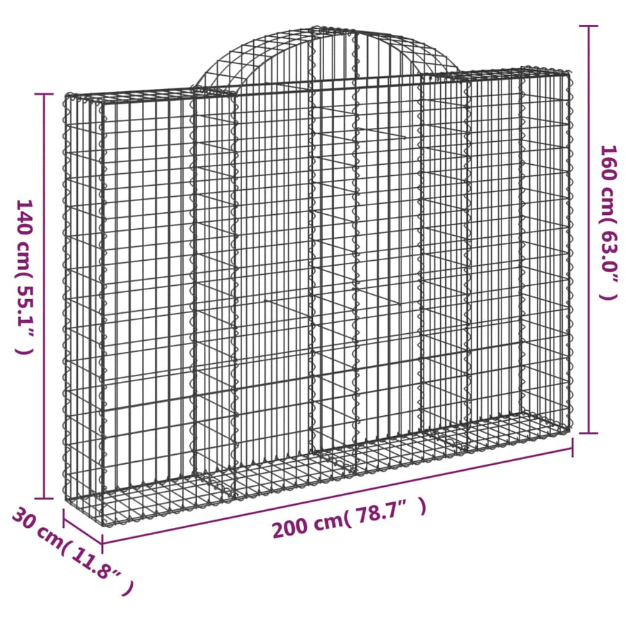 Schanskorven 2 st gewelfd 200x30x140/160 cm ijzer 2 200 x 30 x 140/160 cm