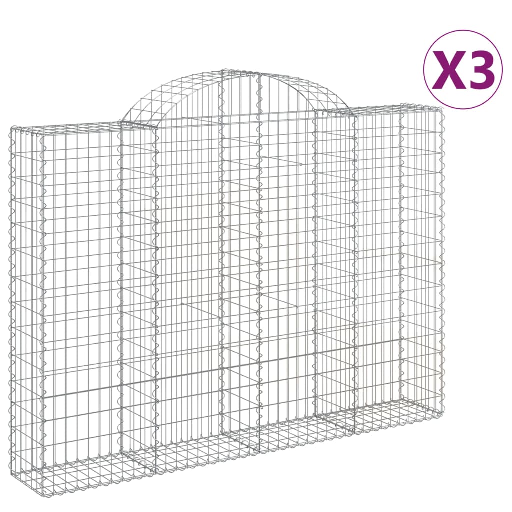 Schanskorven 3 st gewelfd 200x30x140/160 cm ijzer 3 200 x 30 x 140/160 cm
