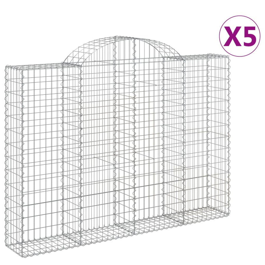 Schanskorven 5 st gewelfd 200x30x140/160 cm ijzer 5 200 x 30 x 140/160 cm