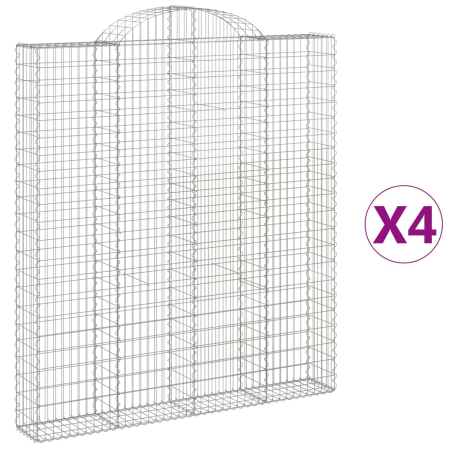 Schanskorven 4 st gewelfd 200x30x220/240 cm ijzer 4 200 x 30 x 220/240 cm