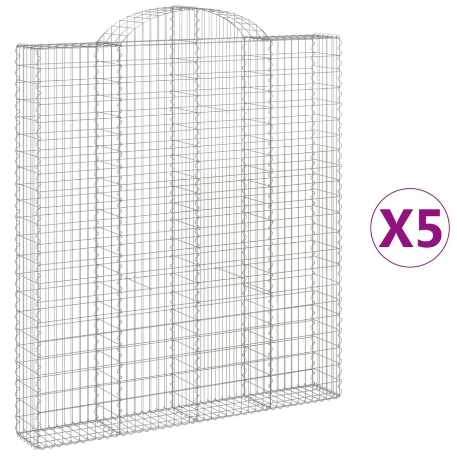 Schanskorven 5 st gewelfd 200x30x220/240 cm ijzer 5 200 x 30 x 220/240 cm