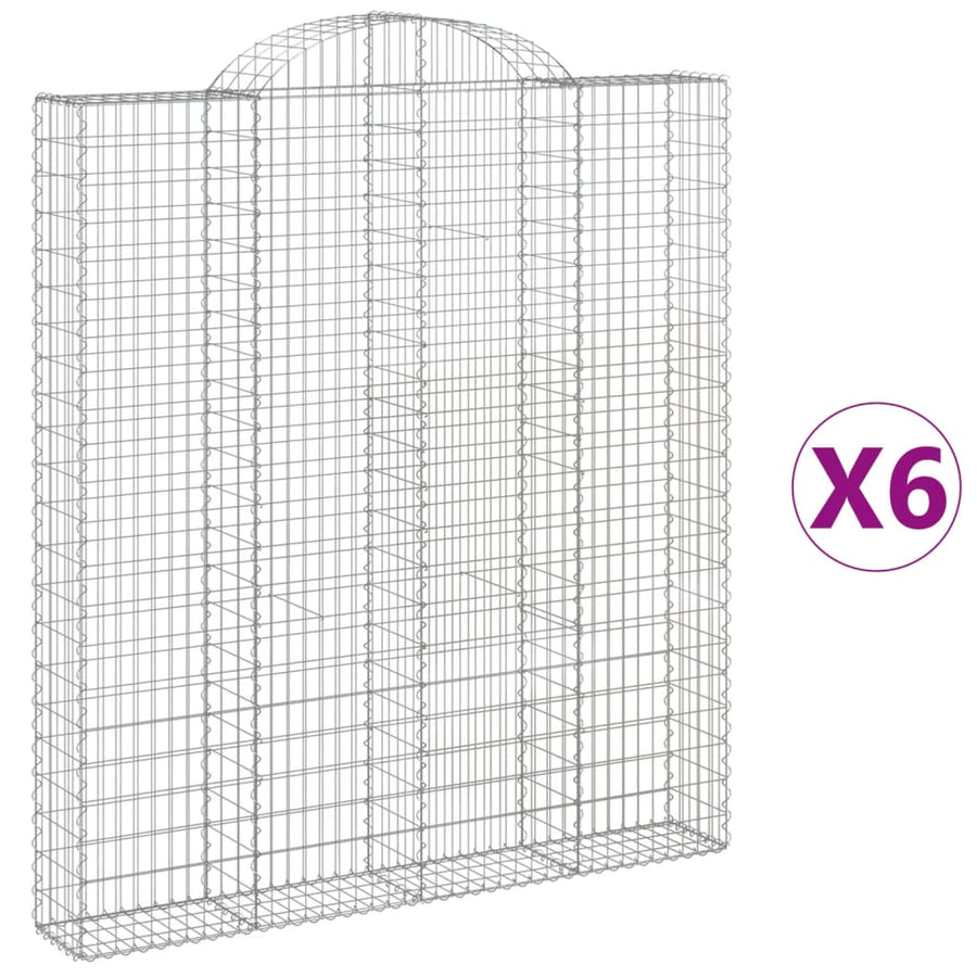 Schanskorven 6 st gewelfd 200x30x220/240 cm ijzer 6 200 x 30 x 220/240 cm