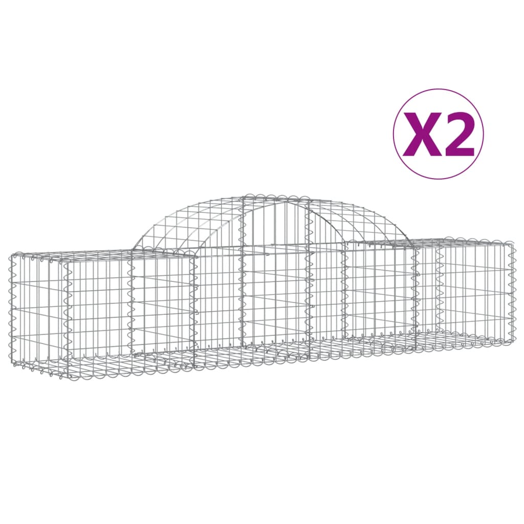 Schanskorven 2 st gewelfd 200x50x40/60 cm gegalvaniseerd ijzer 2 200 x 50 x 40/60 cm