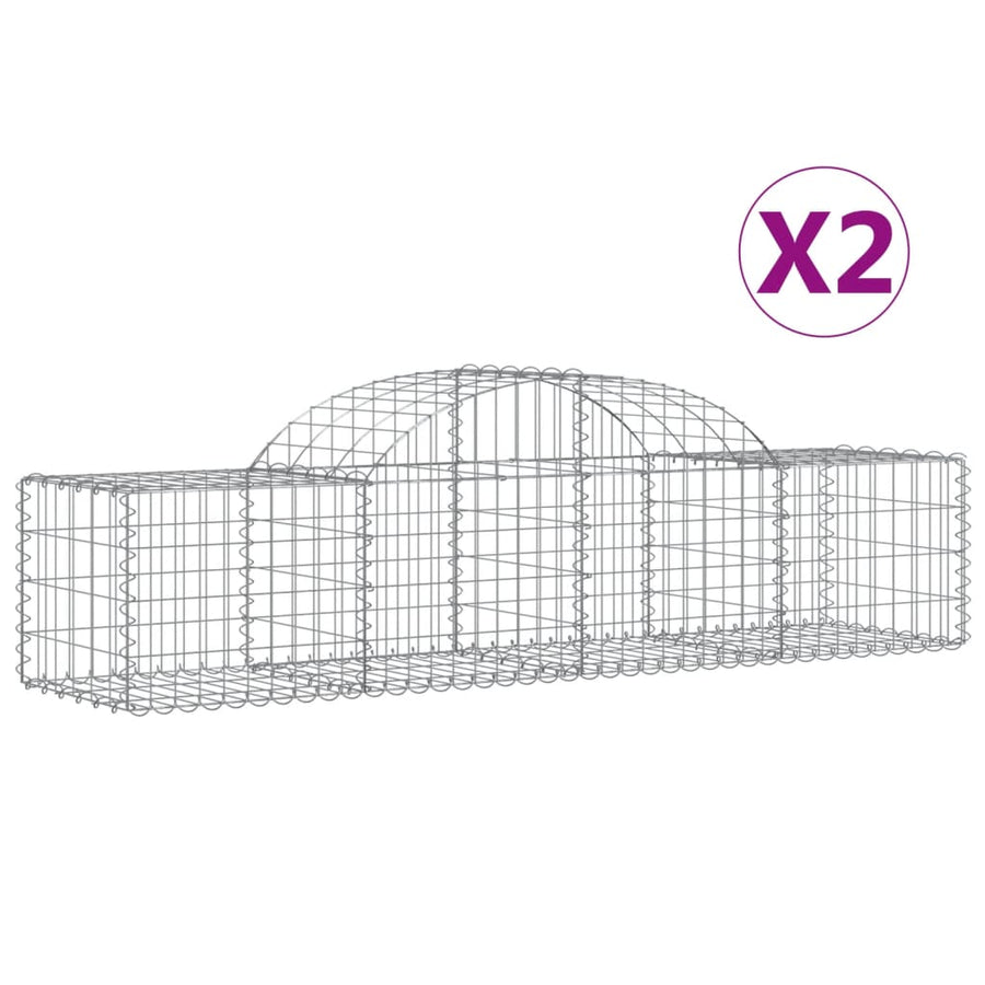 Schanskorven 2 st gewelfd 200x50x40/60 cm gegalvaniseerd ijzer 2 200 x 50 x 40/60 cm