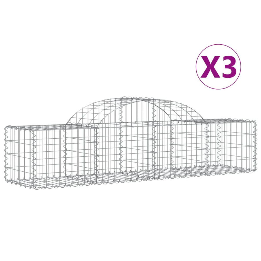 Schanskorven 3 st gewelfd 200x50x40/60 cm gegalvaniseerd ijzer 3 200 x 50 x 40/60 cm