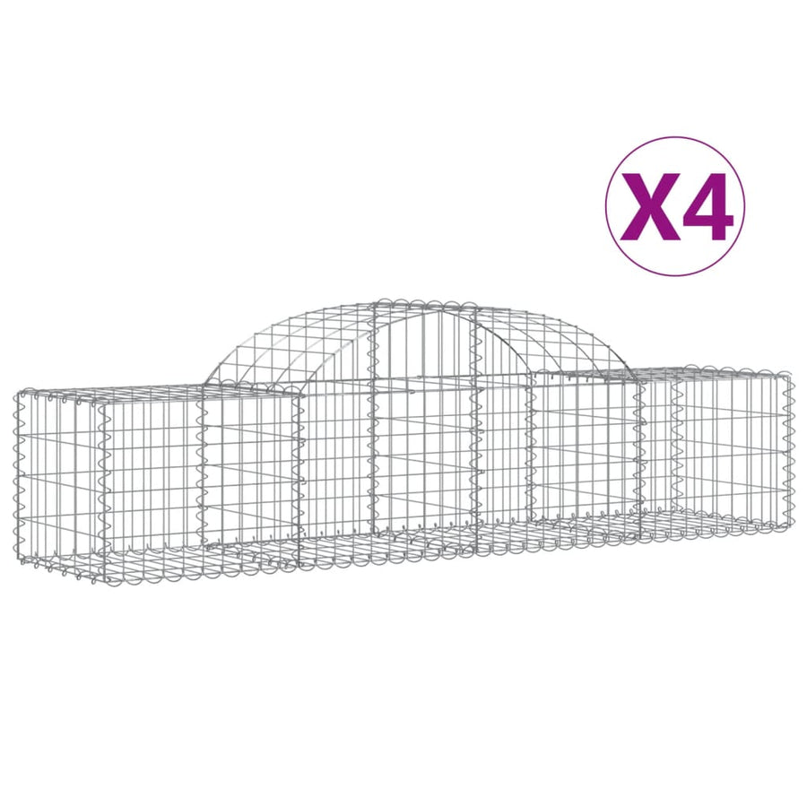 Schanskorven 4 st gewelfd 200x50x40/60 cm gegalvaniseerd ijzer 4 200 x 50 x 40/60 cm