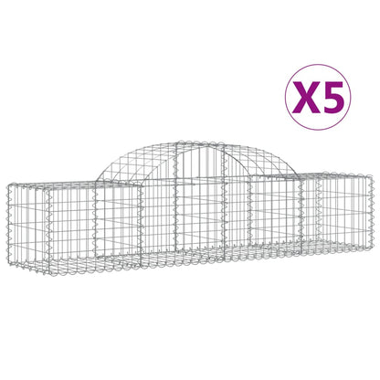 Schanskorven 5 st gewelfd 200x50x40/60 cm gegalvaniseerd ijzer 5 200 x 50 x 40/60 cm