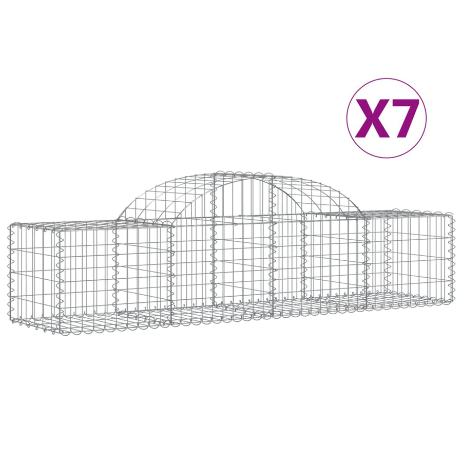Schanskorven 7 st gewelfd 200x50x40/60 cm gegalvaniseerd ijzer 7 200 x 50 x 40/60 cm