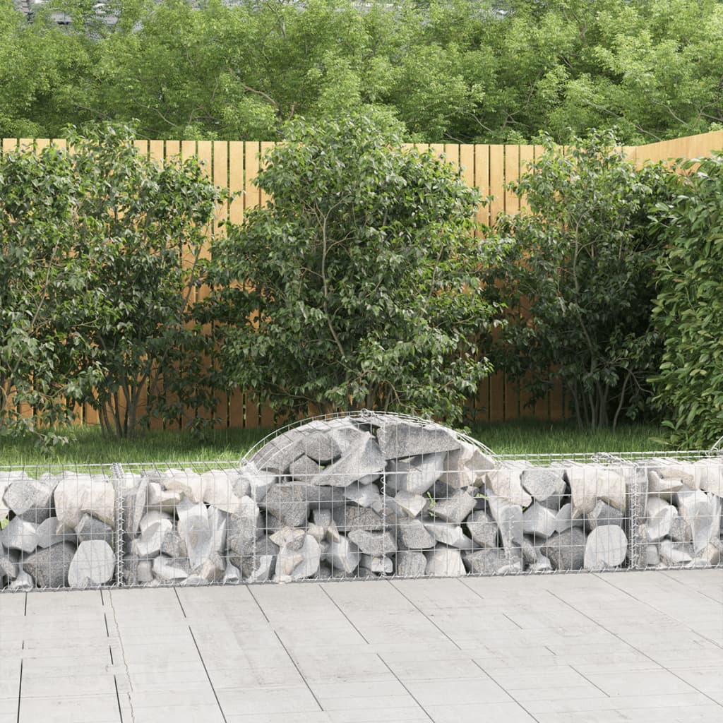 Schanskorven 7 st gewelfd 200x50x40/60 cm gegalvaniseerd ijzer 7 200 x 50 x 40/60 cm
