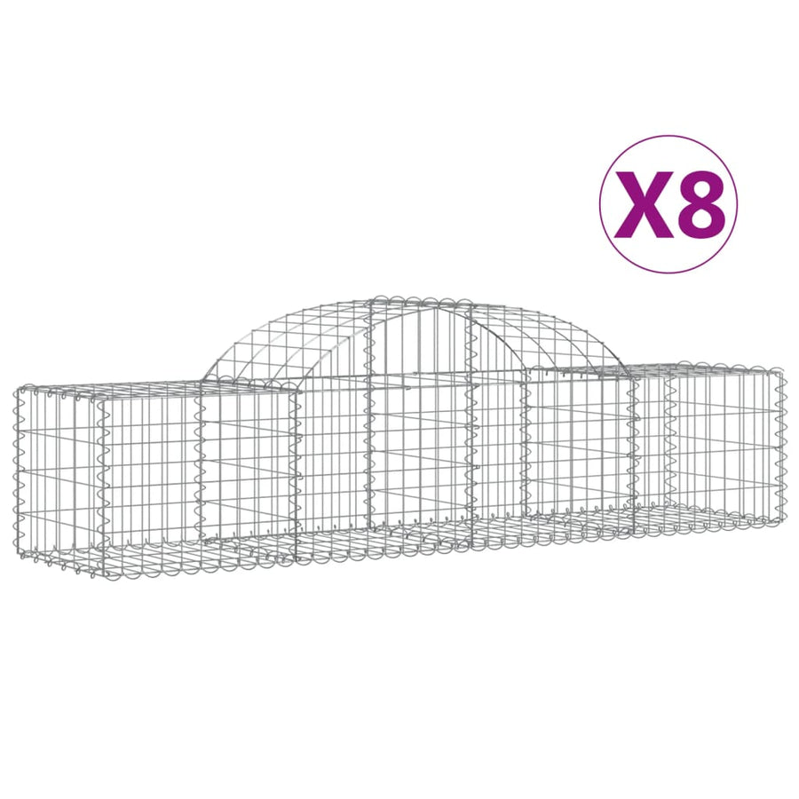 Schanskorven 8 st gewelfd 200x50x40/60 cm gegalvaniseerd ijzer 8 200 x 50 x 40/60 cm