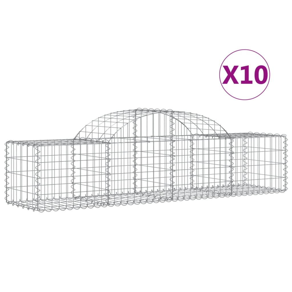 Schanskorven 10 st gewelfd 200x50x40/60 cm gegalvaniseerd ijzer 10 200 x 50 x 40/60 cm