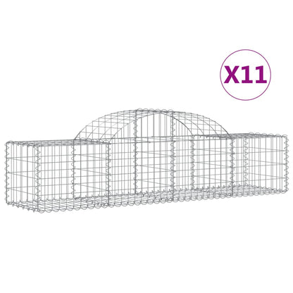 Schanskorven 11 st gewelfd 200x50x40/60 cm gegalvaniseerd ijzer 11 200 x 50 x 40/60 cm