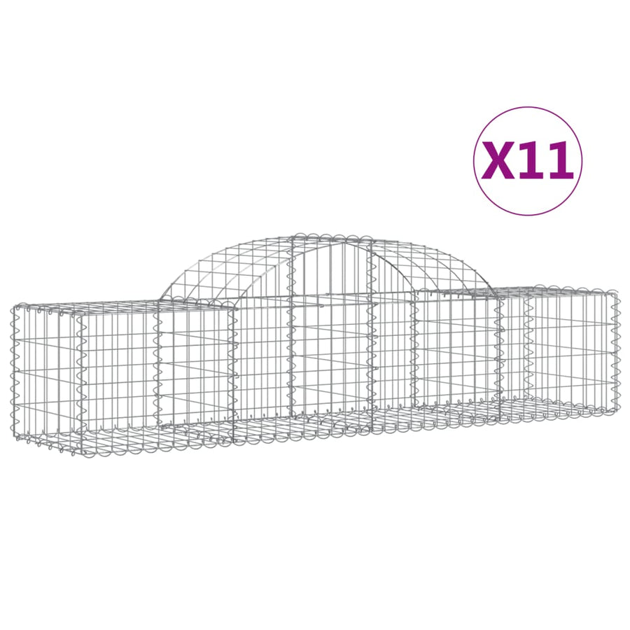 Schanskorven 11 st gewelfd 200x50x40/60 cm gegalvaniseerd ijzer 11 200 x 50 x 40/60 cm