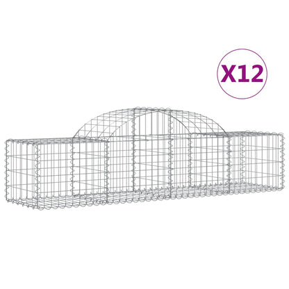 Schanskorven 12 st gewelfd 200x50x40/60 cm gegalvaniseerd ijzer 12 200 x 50 x 40/60 cm