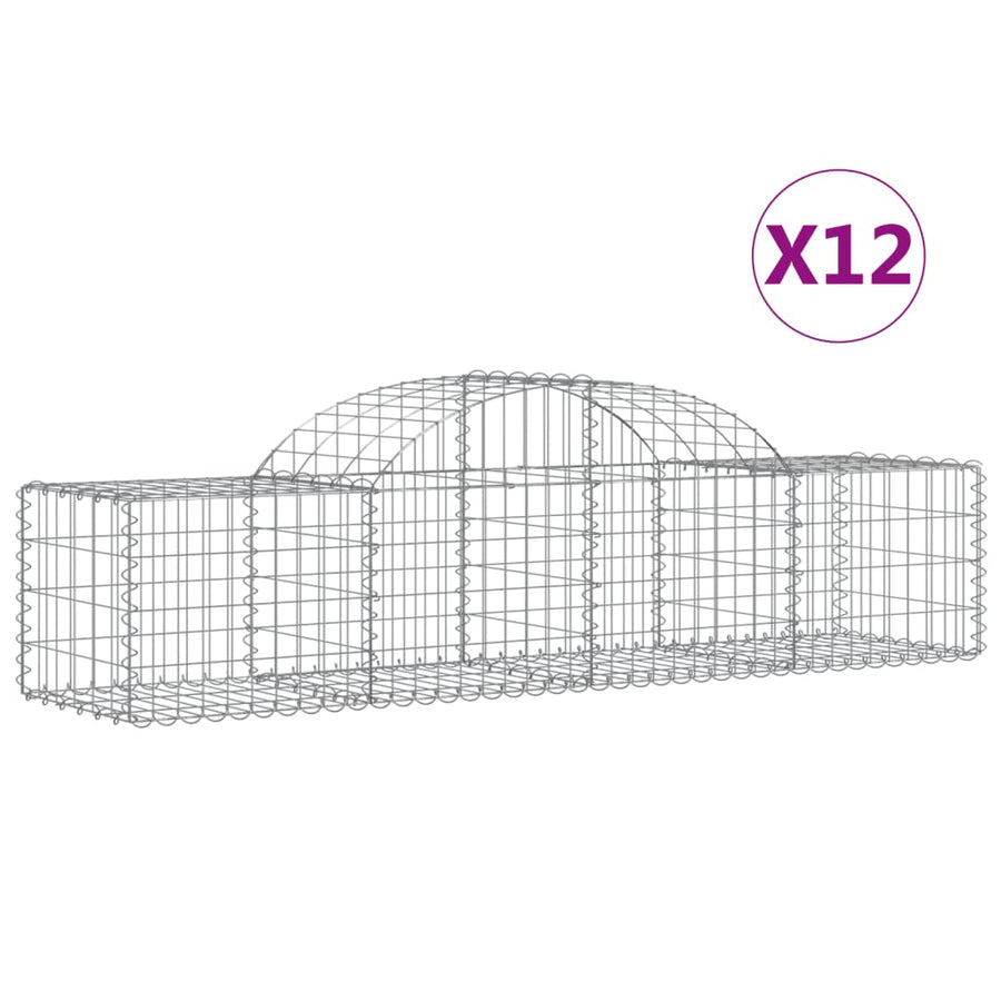 Schanskorven 12 st gewelfd 200x50x40/60 cm gegalvaniseerd ijzer 12 200 x 50 x 40/60 cm