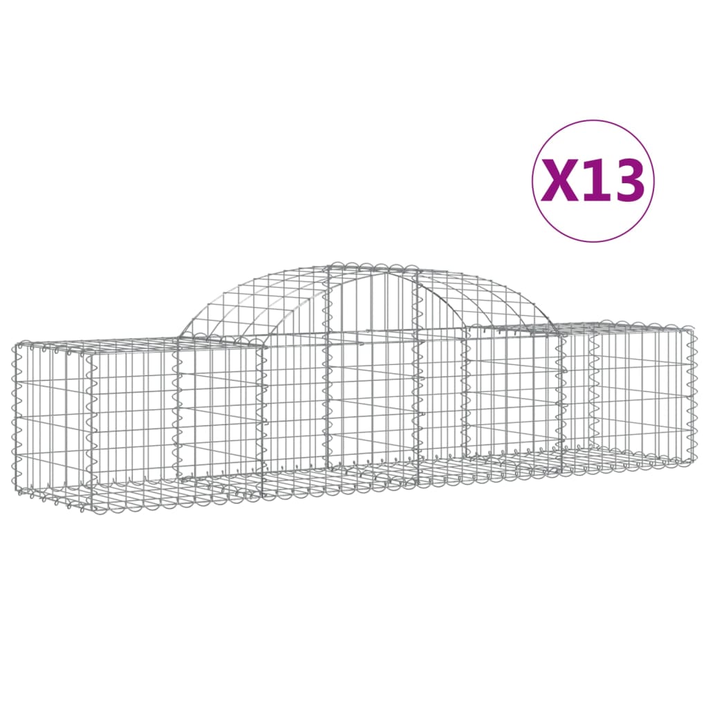 Schanskorven 13 st gewelfd 200x50x40/60 cm gegalvaniseerd ijzer 13 200 x 50 x 40/60 cm