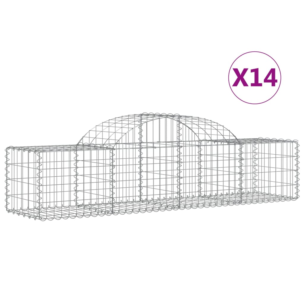 Schanskorven 14 st gewelfd 200x50x40/60 cm gegalvaniseerd ijzer 14 200 x 50 x 40/60 cm