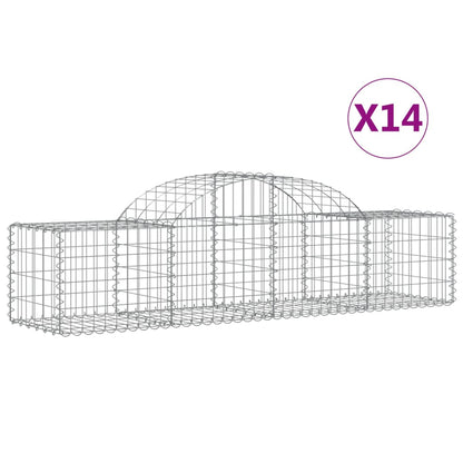 Schanskorven 14 st gewelfd 200x50x40/60 cm gegalvaniseerd ijzer 14 200 x 50 x 40/60 cm