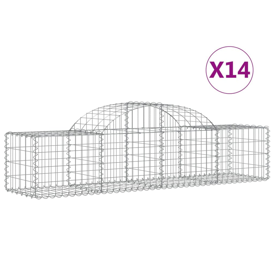 Schanskorven 14 st gewelfd 200x50x40/60 cm gegalvaniseerd ijzer 14 200 x 50 x 40/60 cm