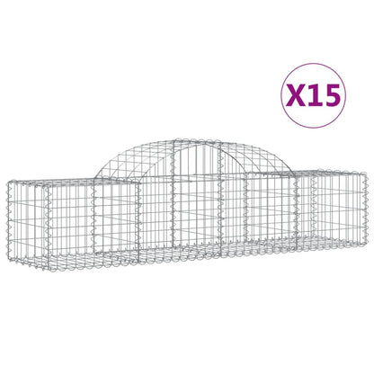 Schanskorven 15 st gewelfd 200x50x40/60 cm gegalvaniseerd ijzer 15 200 x 50 x 40/60 cm