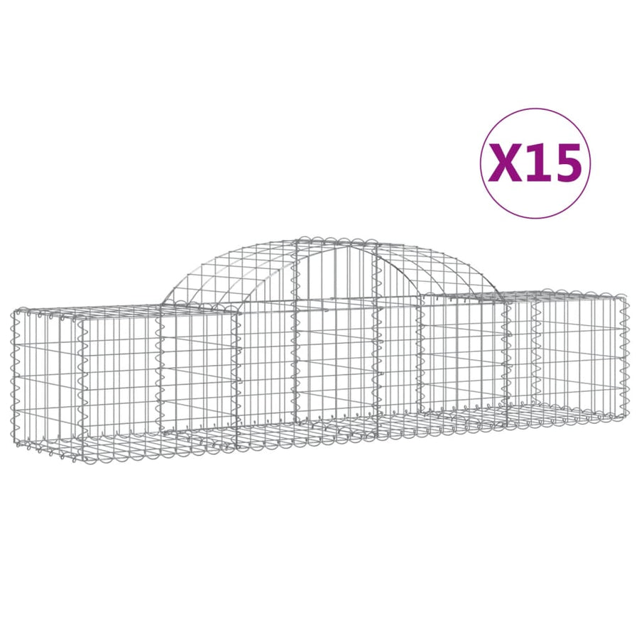 Schanskorven 15 st gewelfd 200x50x40/60 cm gegalvaniseerd ijzer 15 200 x 50 x 40/60 cm