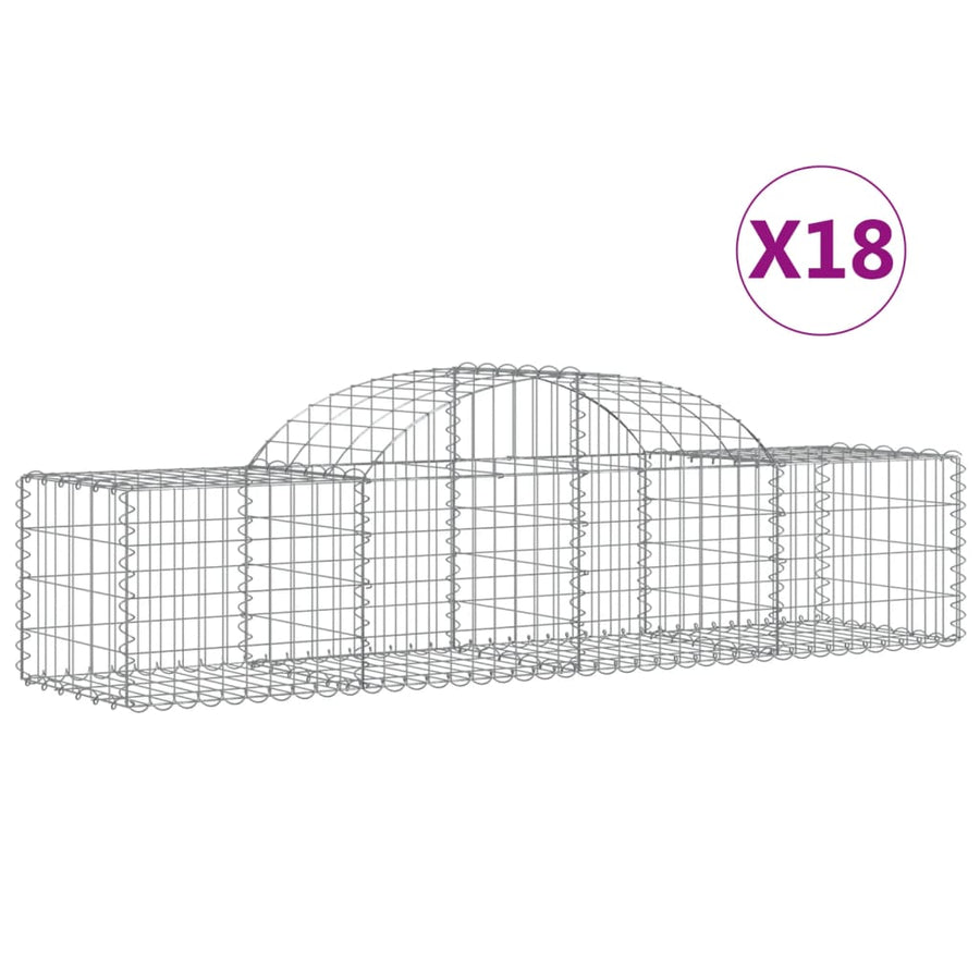 Schanskorven 18 st gewelfd 200x50x40/60 cm gegalvaniseerd ijzer 18 200 x 50 x 40/60 cm
