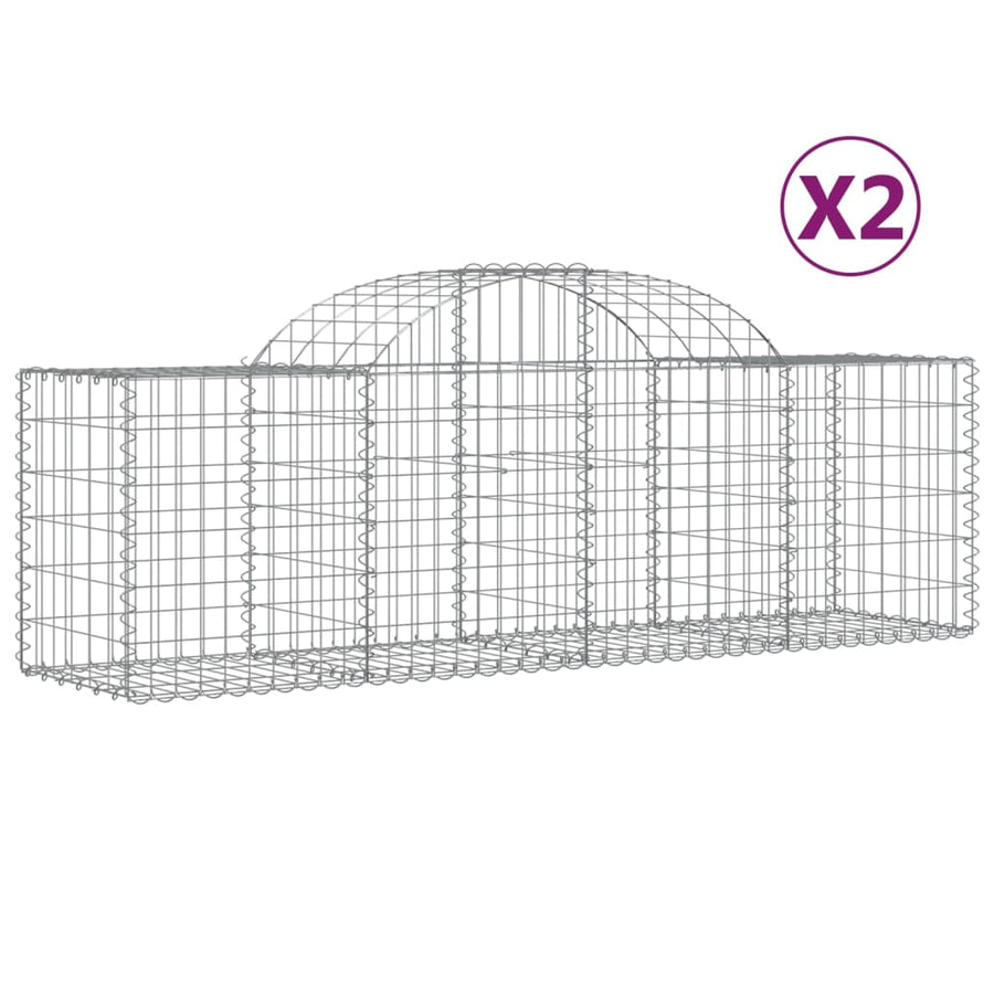 Schanskorven 2 st gewelfd 200x50x60/80 cm gegalvaniseerd ijzer 2 200 x 50 x 60/80 cm