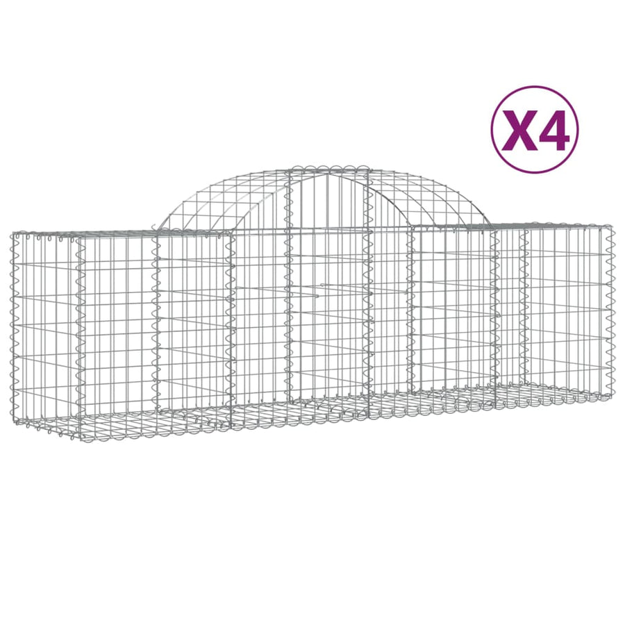 Schanskorven 4 st gewelfd 200x50x60/80 cm gegalvaniseerd ijzer 4 200 x 50 x 60/80 cm