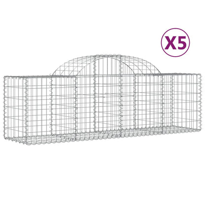 Schanskorven 5 st gewelfd 200x50x60/80 cm gegalvaniseerd ijzer 5 200 x 50 x 60/80 cm
