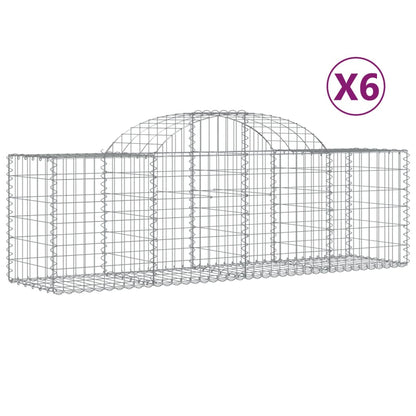 Schanskorven 6 st gewelfd 200x50x60/80 cm gegalvaniseerd ijzer 6 200 x 50 x 60/80 cm
