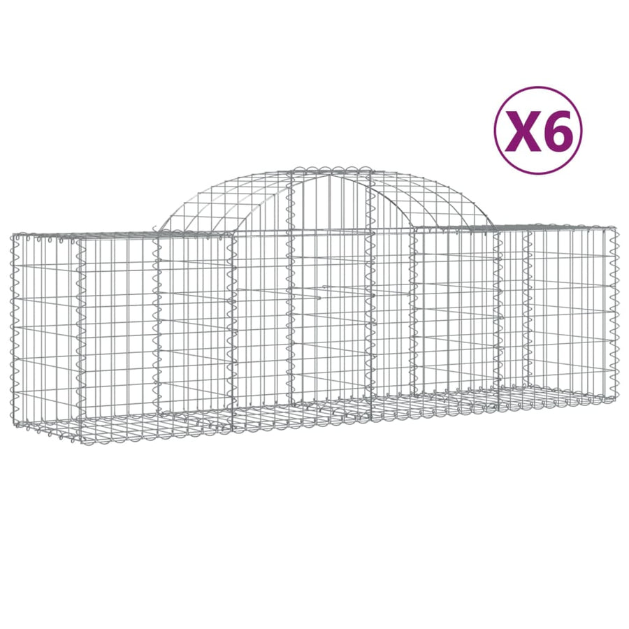 Schanskorven 6 st gewelfd 200x50x60/80 cm gegalvaniseerd ijzer 6 200 x 50 x 60/80 cm