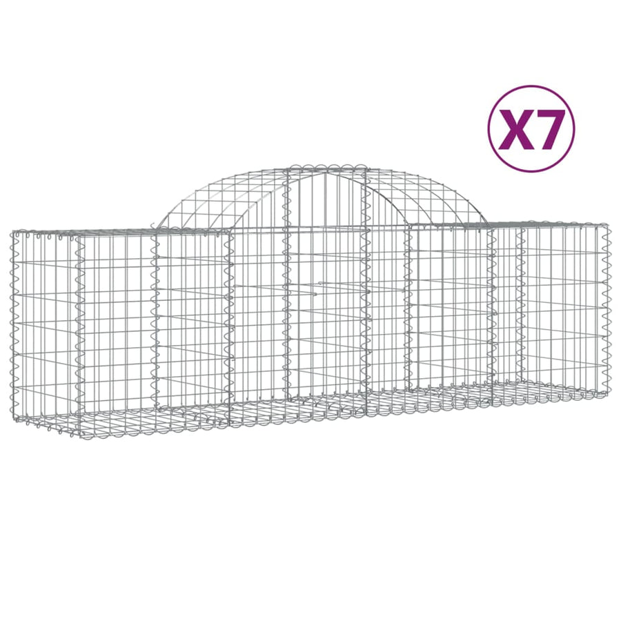 Schanskorven 7 st gewelfd 200x50x60/80 cm gegalvaniseerd ijzer 7 200 x 50 x 60/80 cm