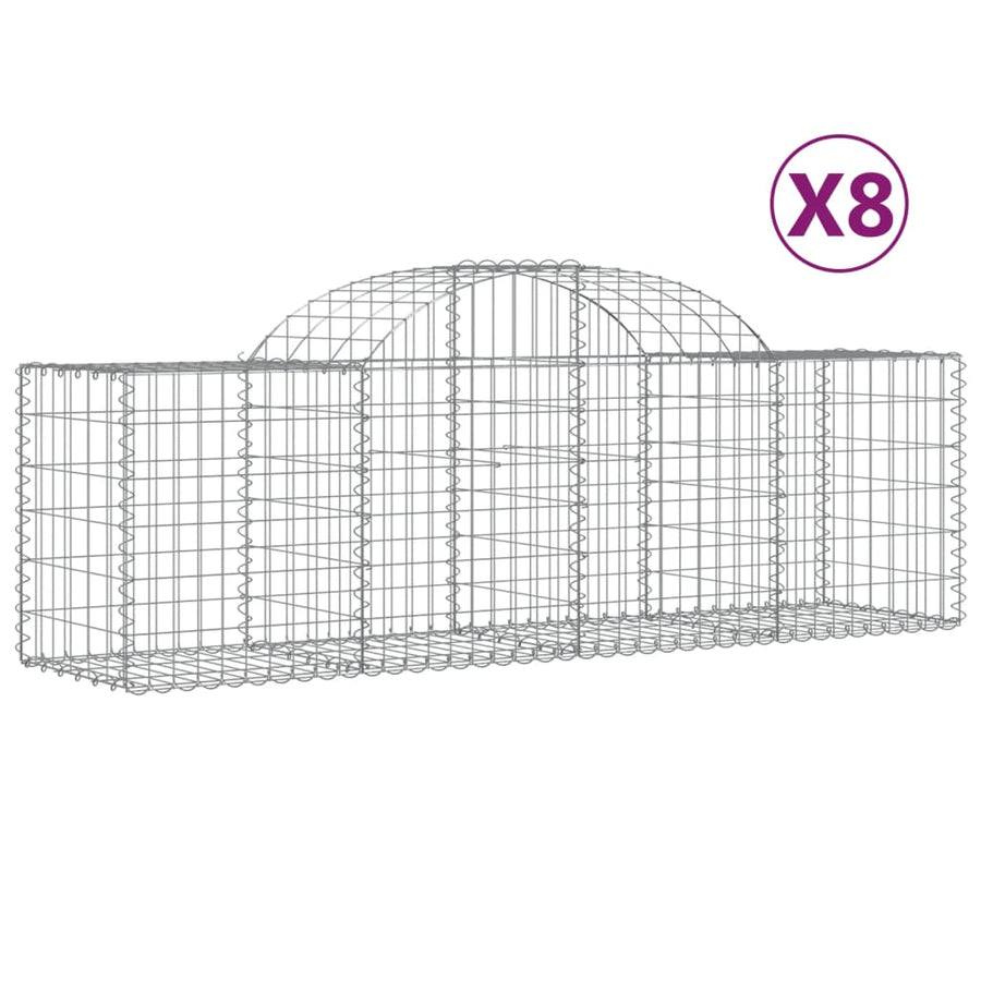 Schanskorven 8 st gewelfd 200x50x60/80 cm gegalvaniseerd ijzer 8 200 x 50 x 60/80 cm