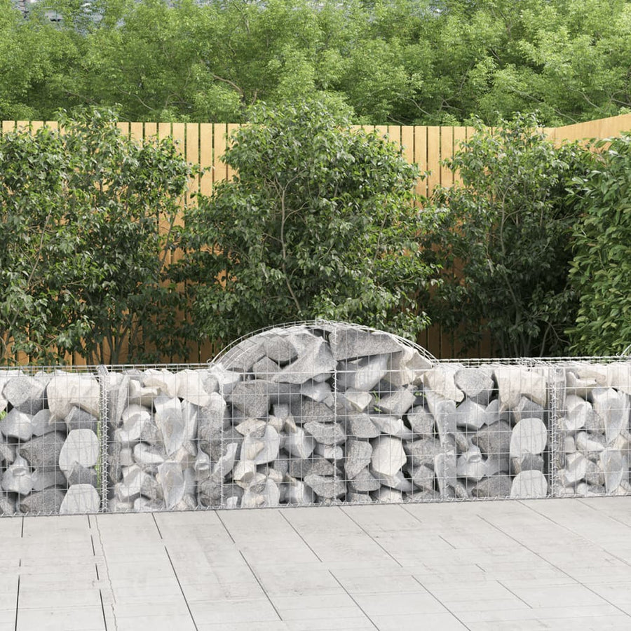 Schanskorven 9 st gewelfd 200x50x60/80 cm gegalvaniseerd ijzer 9 200 x 50 x 60/80 cm