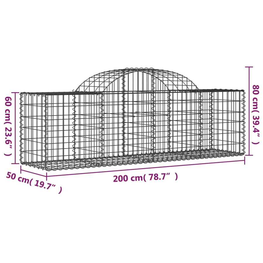 Schanskorven 11 st gewelfd 200x50x60/80 cm gegalvaniseerd ijzer 11 200 x 50 x 60/80 cm