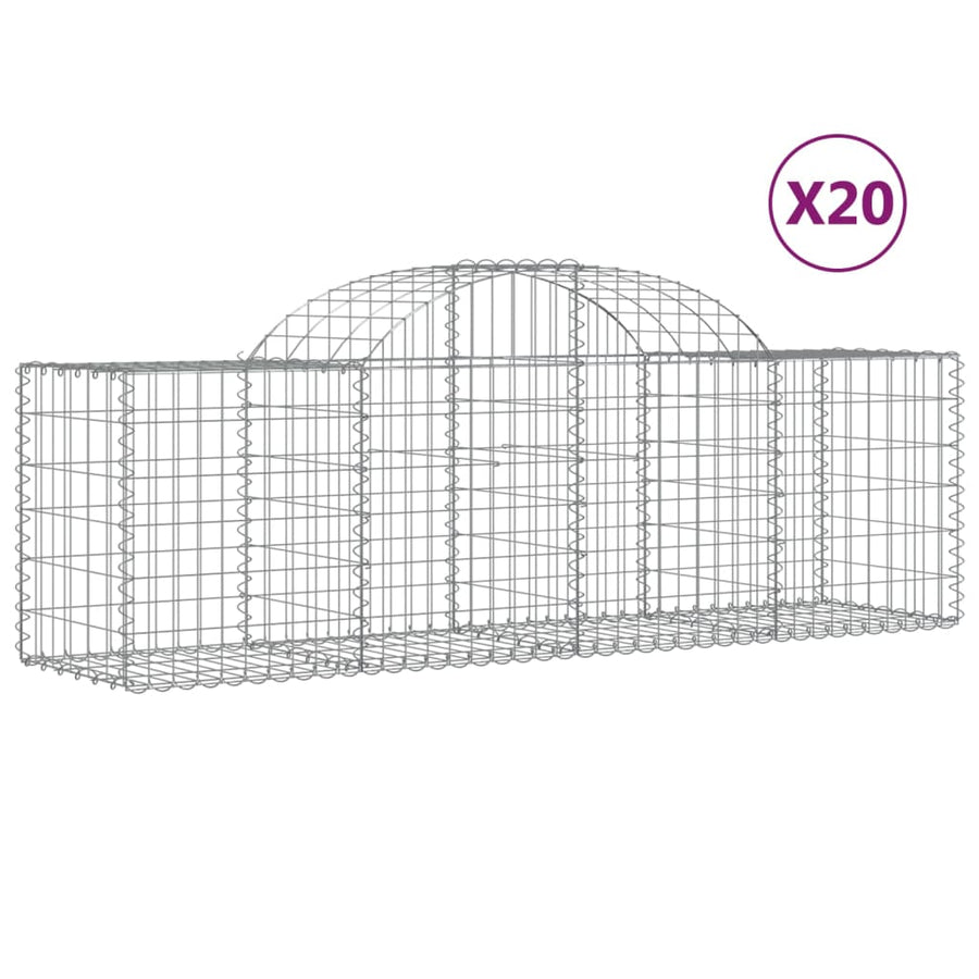 Schanskorven 20 st gewelfd 200x50x60/80 cm gegalvaniseerd ijzer 20 200 x 50 x 60/80 cm