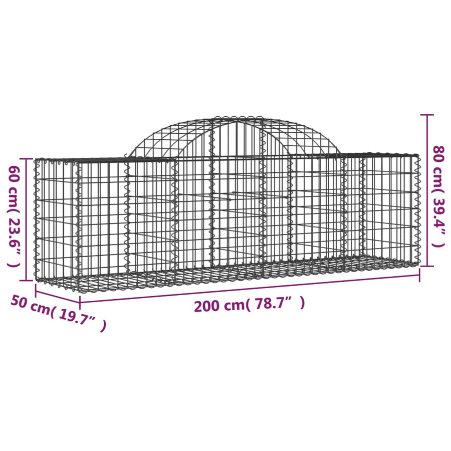 Schanskorven 20 st gewelfd 200x50x60/80 cm gegalvaniseerd ijzer 20 200 x 50 x 60/80 cm
