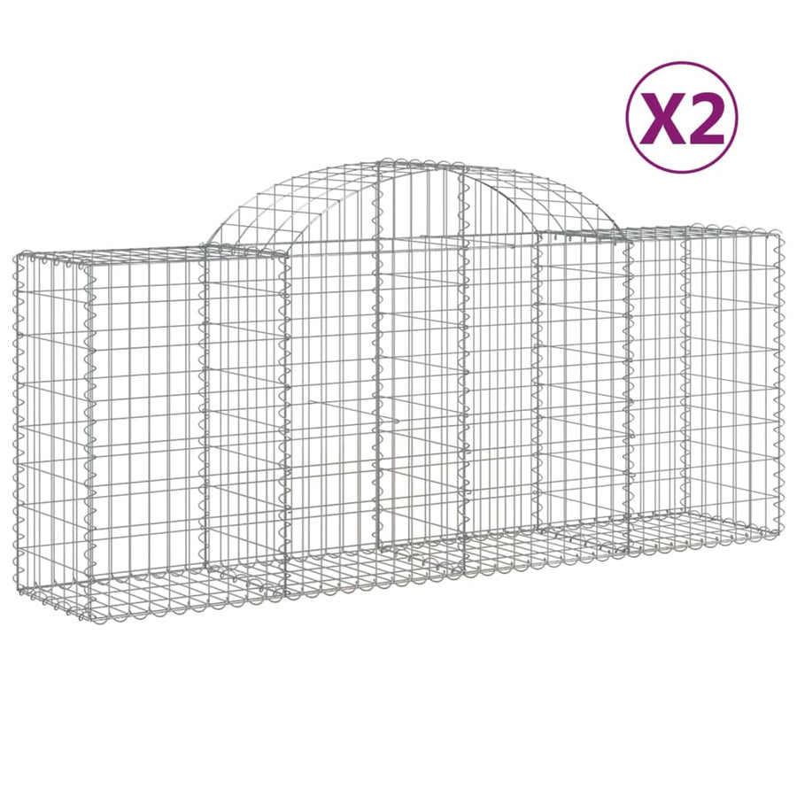 Schanskorven 2 st gewelfd 200x50x80/100 cm gegalvaniseerd ijzer 2 200 x 50 x 80/100 cm