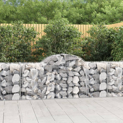 Schanskorven 6 st gewelfd 200x50x80/100 cm gegalvaniseerd ijzer 6 200 x 50 x 80/100 cm