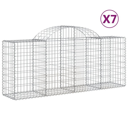 Schanskorven 7 st gewelfd 200x50x80/100 cm gegalvaniseerd ijzer 7 200 x 50 x 80/100 cm