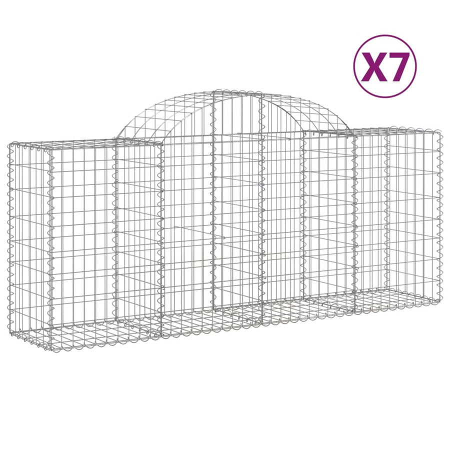 Schanskorven 7 st gewelfd 200x50x80/100 cm gegalvaniseerd ijzer 7 200 x 50 x 80/100 cm