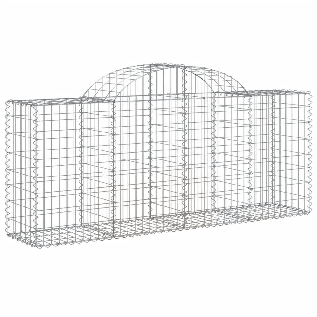 Schanskorven 7 st gewelfd 200x50x80/100 cm gegalvaniseerd ijzer 7 200 x 50 x 80/100 cm