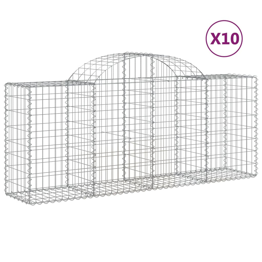 Schanskorven 10 st gewelfd 200x50x80/100 cm ijzer 10 200 x 50 x 80/100 cm