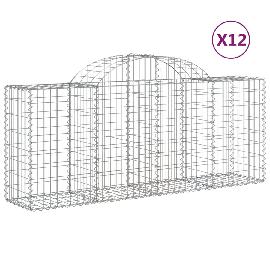 Schanskorven 12 st gewelfd 200x50x80/100 cm ijzer 12 200 x 50 x 80/100 cm