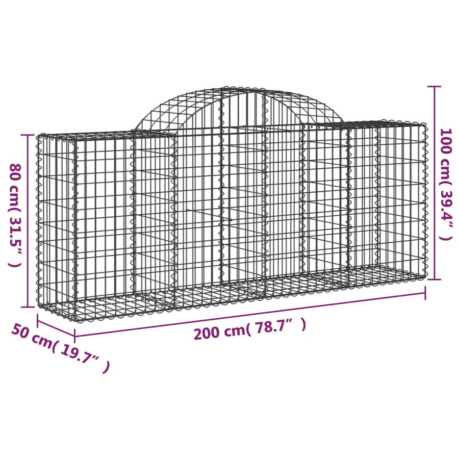 Schanskorven 14 st gewelfd 200x50x80/100 cm ijzer 14 200 x 50 x 80/100 cm